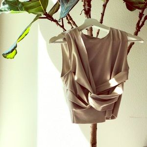 Zara crop top faux suede top w/asymmetrical wrap